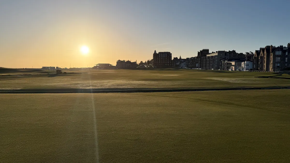Looking back at the R&A Clubhouse on a glorious morning