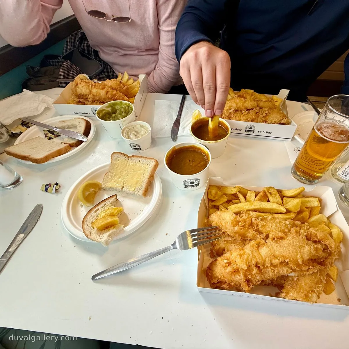 Fish & Chips with mushy peas & curry sauce - There's nothing better!
